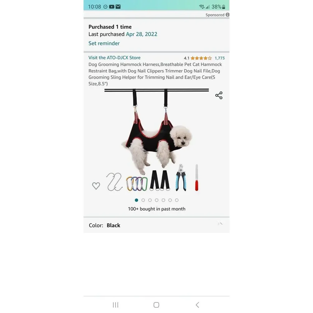 Dog Grooming Hammock Harness‎ for Nail Trimming, Pet Grooming Slingsize Small